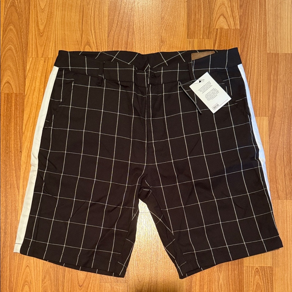 NWT ASOS Black and White Checkered Grid Men's Shorts